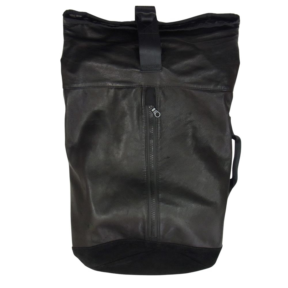 ISAMUKATAYAMA BACKLASH イサムカタヤマバックラッシュ BACKBONE  バックボーン RESISTANT レジスタント BACKPACK ロールトップ レザー バックパック ブラック系【中古】