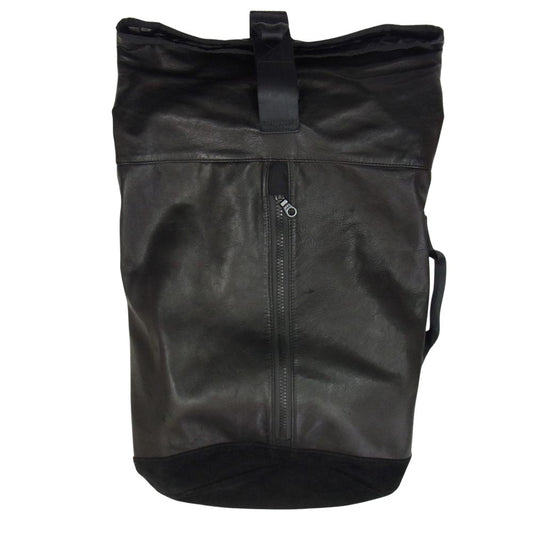 ISAMUKATAYAMA BACKLASH イサムカタヤマバックラッシュ BACKBONE  バックボーン RESISTANT レジスタント BACKPACK ロールトップ レザー バックパック ブラック系【中古】