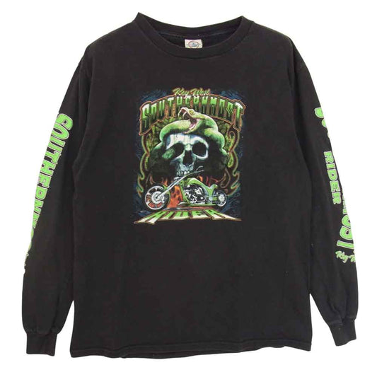 ヴィンテージ KEY WEST SOUTHERNMOST RIDER プリント ロングスリーブ  Tシャツ ブラック系 M【中古】