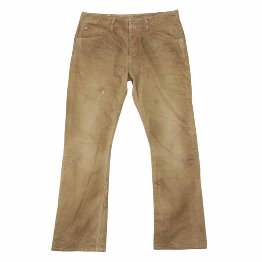 ISAMUKATAYAMA BACKLASH イサムカタヤマバックラッシュ R1350-02 カモフラレザーポケット USED加工 ブーツカット デニムパンツ ブラウン系 M【中古】