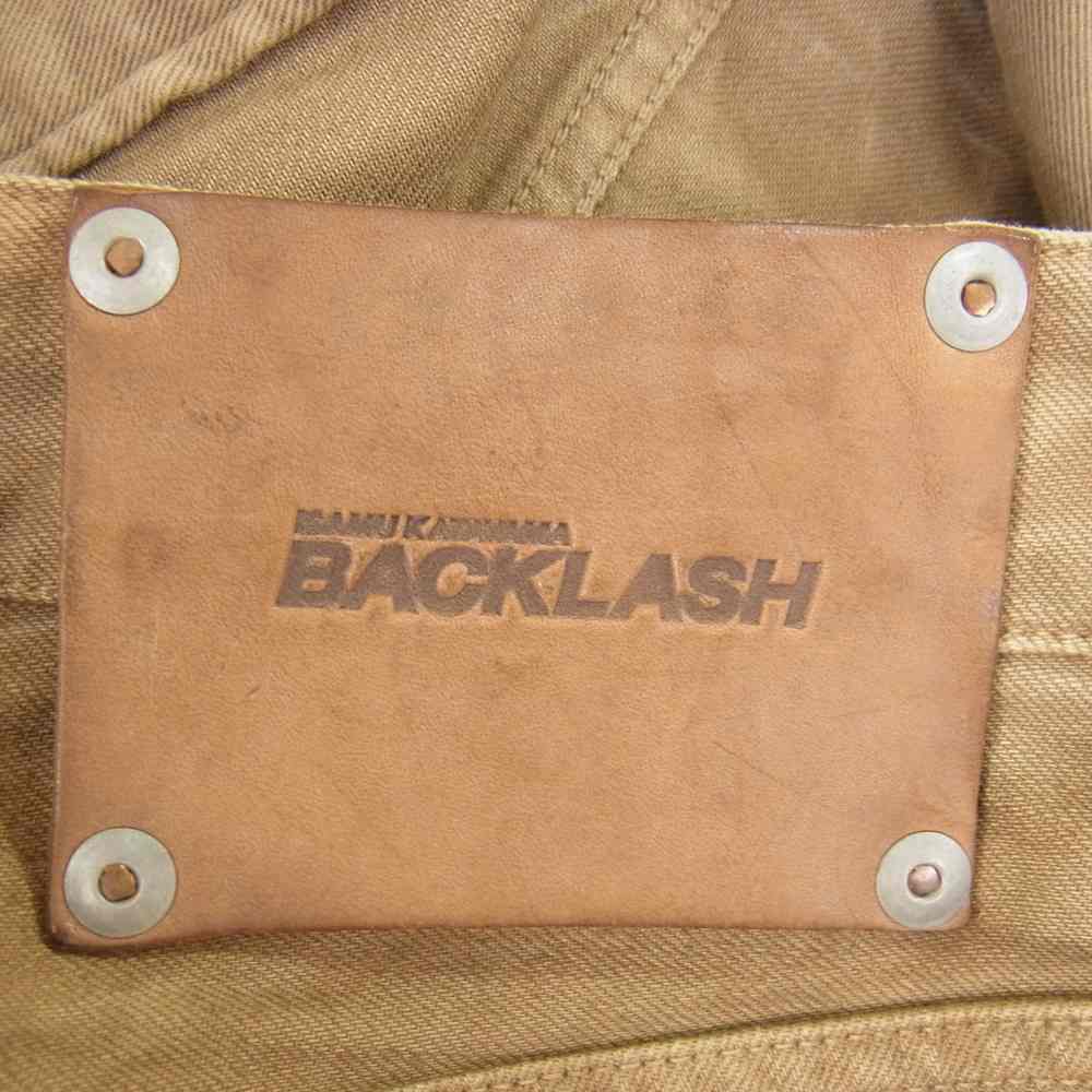 ISAMUKATAYAMA BACKLASH イサムカタヤマバックラッシュ R1350-02 カモフラレザーポケット USED加工 ブーツカット デニムパンツ ブラウン系 M【中古】