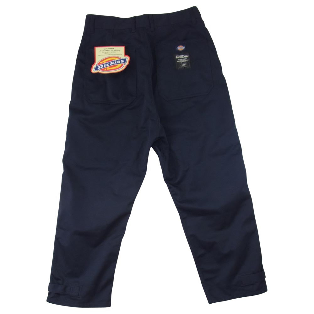 ISAMUKATAYAMA BACKLASH イサムカタヤマバックラッシュ × Dickies ディッキーズ D2001-02 ライダース ダブルニー 裾ボタン パンツ ネイビー系 M【美品】【中古】