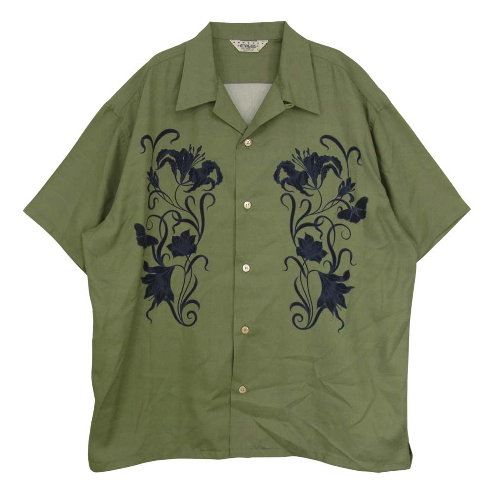 CALEE キャリー × MIHO MURAKAMI FLOWER PATTERN S/S SHIRT 村上実帆 フラワー パターン 半袖 シャツ カーキ系 L【中古】