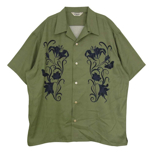 CALEE キャリー × MIHO MURAKAMI FLOWER PATTERN S/S SHIRT 村上実帆 フラワー パターン 半袖 シャツ カーキ系 L【中古】