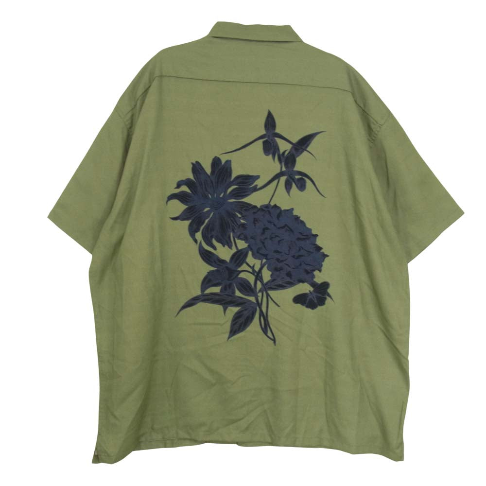 CALEE キャリー × MIHO MURAKAMI FLOWER PATTERN S/S SHIRT 村上実帆 フラワー パターン 半袖 シャツ カーキ系 L【中古】