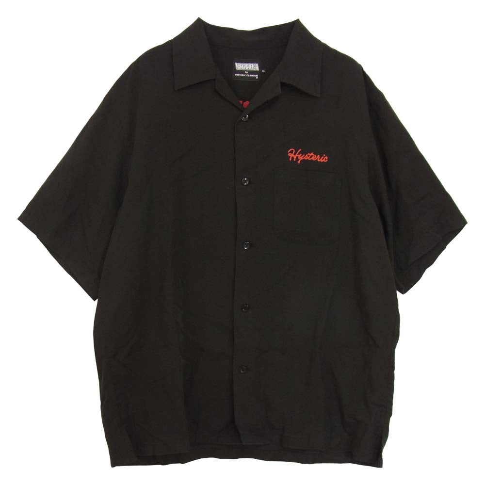 HYSTERIC GLAMOUR ヒステリックグラマー 22SS 02222AH04 VAMPIRELLA 刺繍 オープンカラー レーヨン ボウリング シャツ ブラック系 XL【中古】