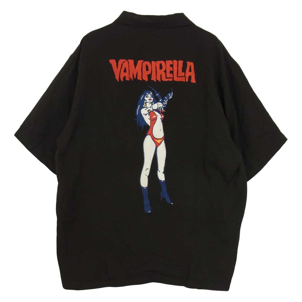 HYSTERIC GLAMOUR ヒステリックグラマー 22SS 02222AH04 VAMPIRELLA 刺繍 オープンカラー レーヨン ボウリング シャツ ブラック系 XL【中古】