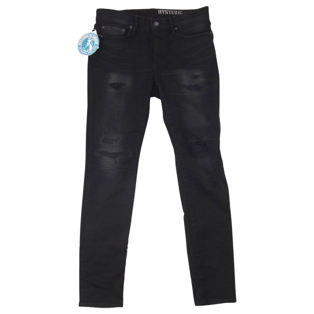 HYSTERIC GLAMOUR ヒステリックグラマー 02213AP12 RSC加工 ハイパワーストレッチ ダメージ スリム デニムパンツ ブラック系 32【中古】