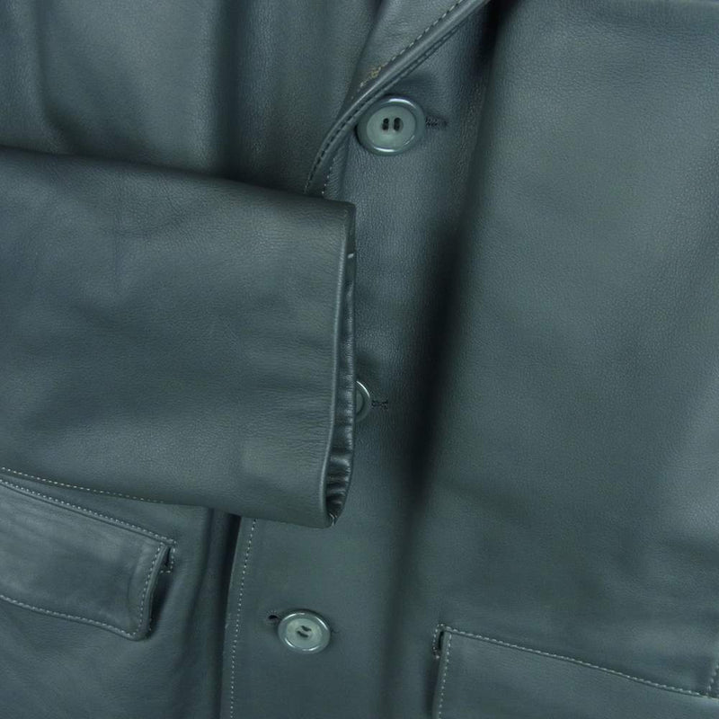 BACKDROP バックドロップ カウハイド レザー テーラード ジャケット 韓国製 グレー系 L【中古】