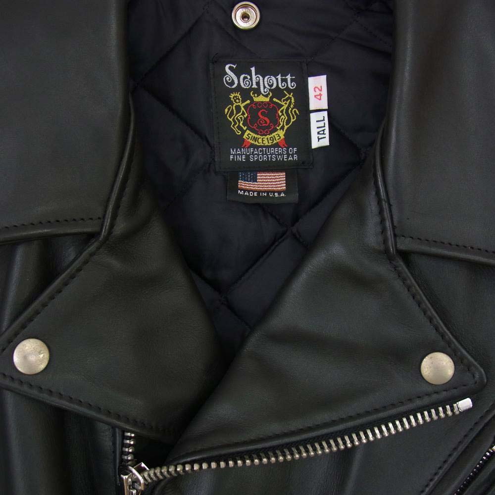 schott ショット 613UST 【訳有】USA製 ONESTAR RIDERS TALL ワンスター トール ダブル ライダース ジャケット ブラック系 42【美品】【中古】