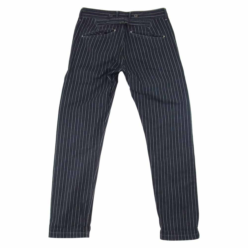 Stevenson Overall Co. スティーブンソンオーバーオール 18SS GAMBLER ギャンブラー サスペンダーボタン有 ストライプ パンツ ネイビー系 32【中古】