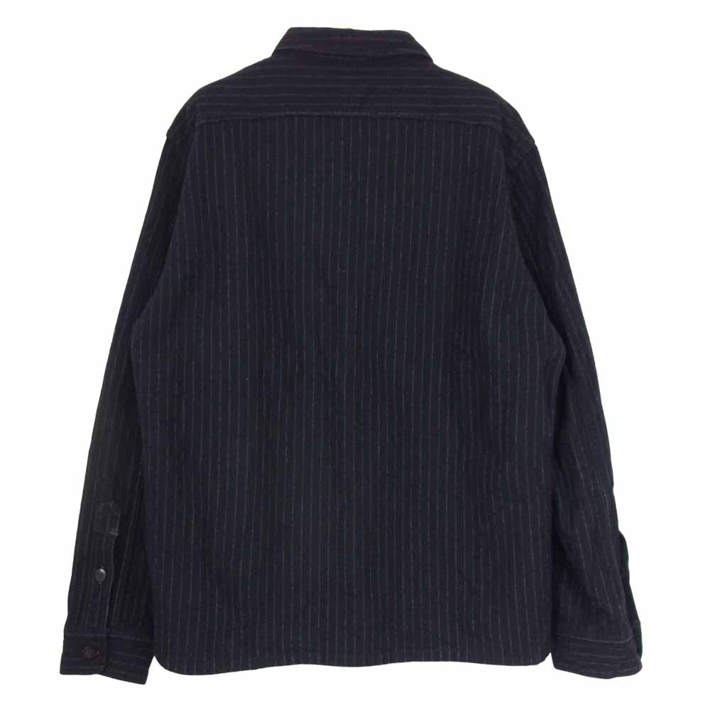 FREEWHEELERS フリーホイーラーズ U.S.NAVY C.P.O SHIRTS ウール コットン ストライプ シャツ ネイビー系 16【中古】