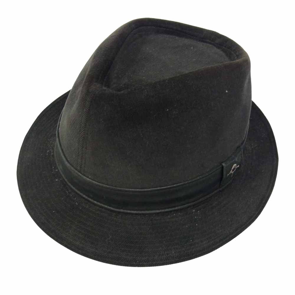 BACKBONE バックボーン 09AW BC09FW-G02 細畝 コーデュロイ レザーリボン ロゴシグネチャー 中折れ ハット ブラック系 M【中古】