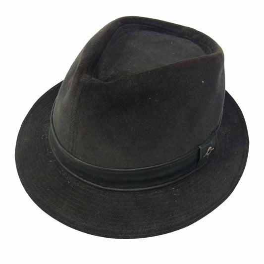 BACKBONE バックボーン 09AW BC09FW-G02 細畝 コーデュロイ レザーリボン ロゴシグネチャー 中折れ ハット ブラック系 M【中古】