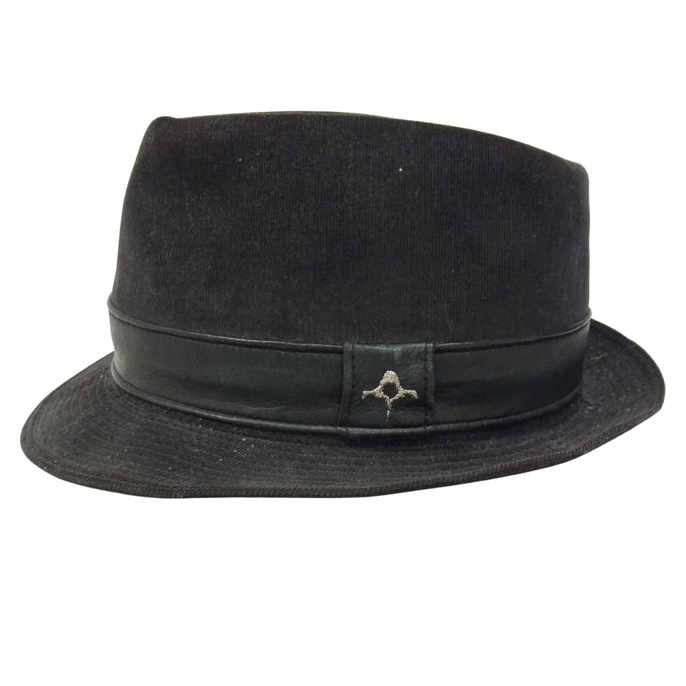 BACKBONE バックボーン 09AW BC09FW-G02 細畝 コーデュロイ レザーリボン ロゴシグネチャー 中折れ ハット ブラック系 M【中古】