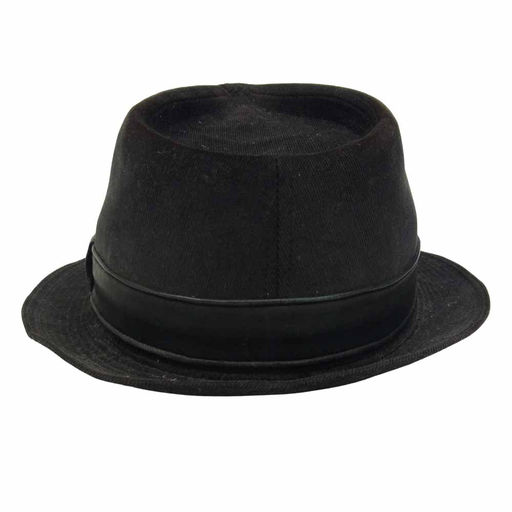 BACKBONE バックボーン 09AW BC09FW-G02 細畝 コーデュロイ レザーリボン ロゴシグネチャー 中折れ ハット ブラック系 M【中古】