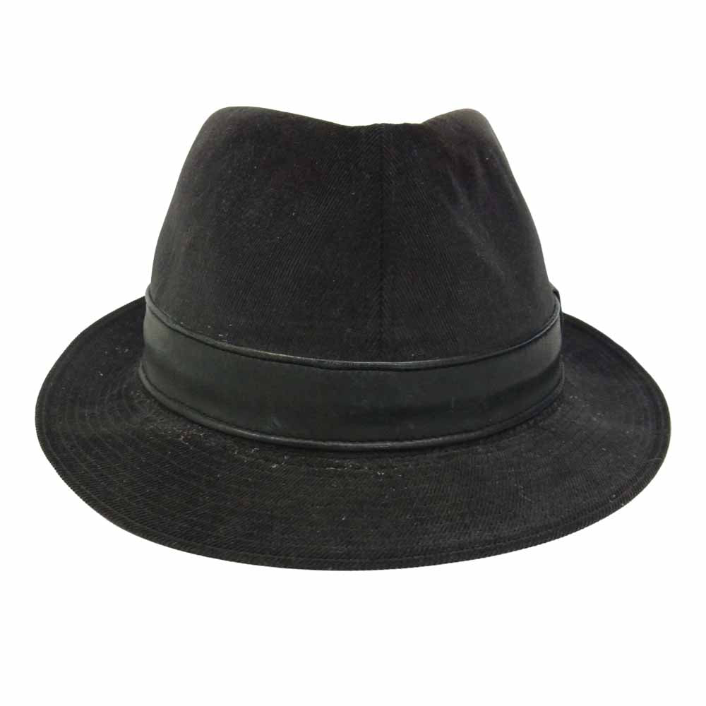 BACKBONE バックボーン 09AW BC09FW-G02 細畝 コーデュロイ レザーリボン ロゴシグネチャー 中折れ ハット ブラック系 M【中古】