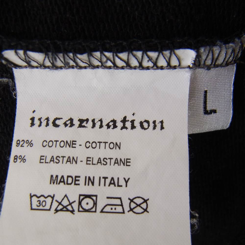 INCARNATION インカネーション カットオフ コットンストレッチ プルオーバー ロングカットソー 長袖 Tシャツ ブラック系 L【中古】