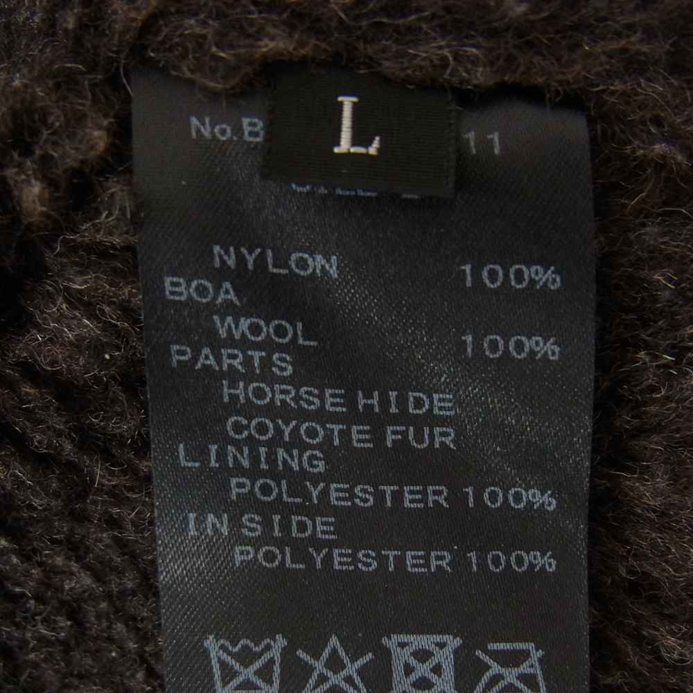 BACKBONE バックボーン 17AW BB17FW-CO11 NYLON TWILL HORSE LEATHER QUILTING FIELD PARKA 高密度ナイロンツイル 袖ホースレザー コヨーテファー 裏ウールボア モッズコート ブラック系 L【中古】