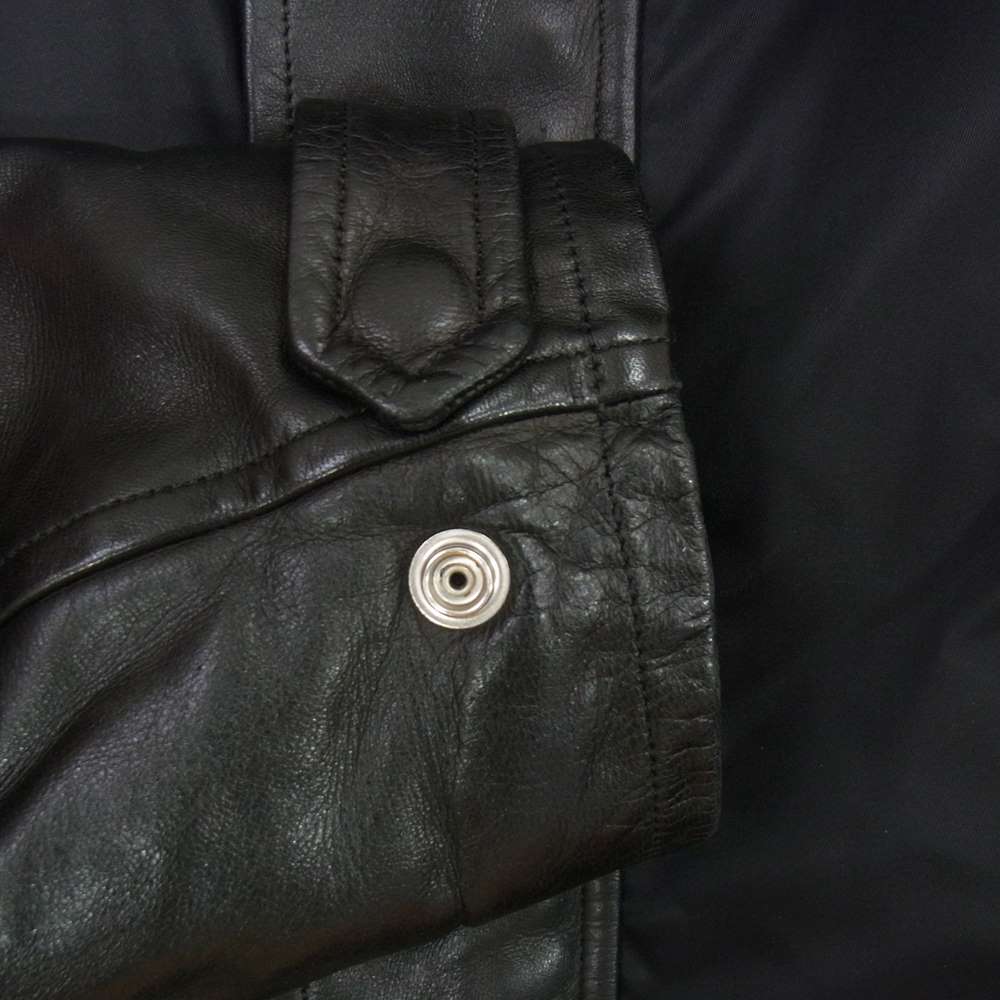 BACKBONE バックボーン 17AW BB17FW-CO11 NYLON TWILL HORSE LEATHER QUILTING FIELD PARKA 高密度ナイロンツイル 袖ホースレザー コヨーテファー 裏ウールボア モッズコート ブラック系 L【中古】