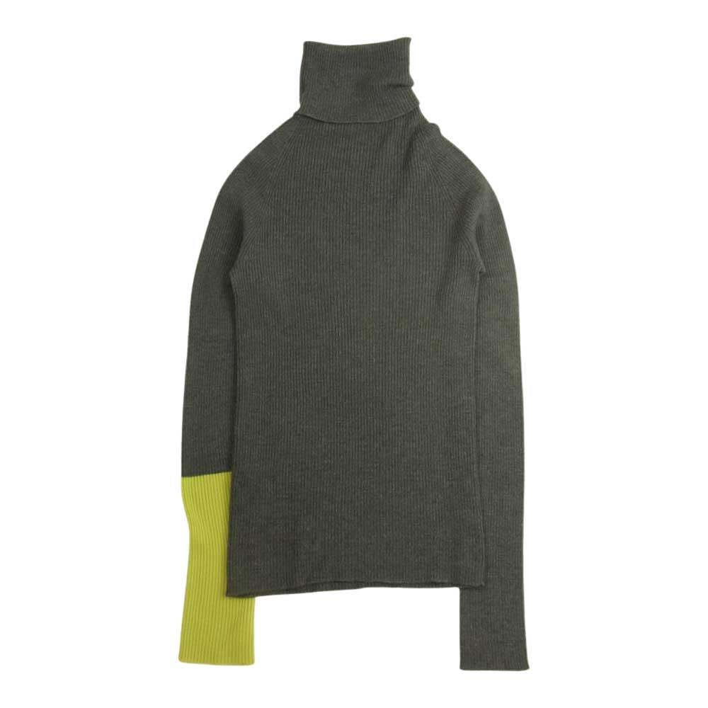 Yohji Yamamoto ヨウジヤマモト ファム 13AW FQ-K33-16 バイカラー ロングタートルネック リブウール ニット グレー系 2【中古】