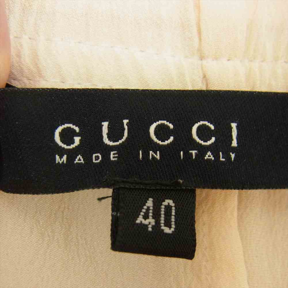 GUCCI グッチ 129299 ZH204 シルク サイドライン パンツ ベージュ系 40【中古】