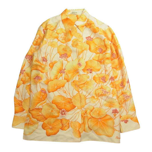 HERMES エルメス マルジェラ期 総柄 シルク シャツ 40  イエロー系 40【美品】【中古】