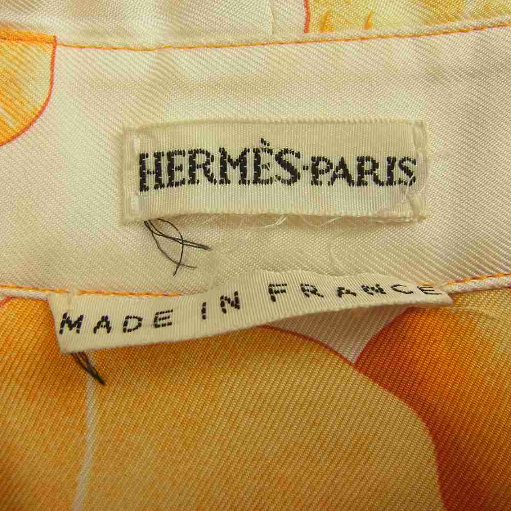 HERMES エルメス マルジェラ期 総柄 シルク シャツ 40  イエロー系 40【美品】【中古】