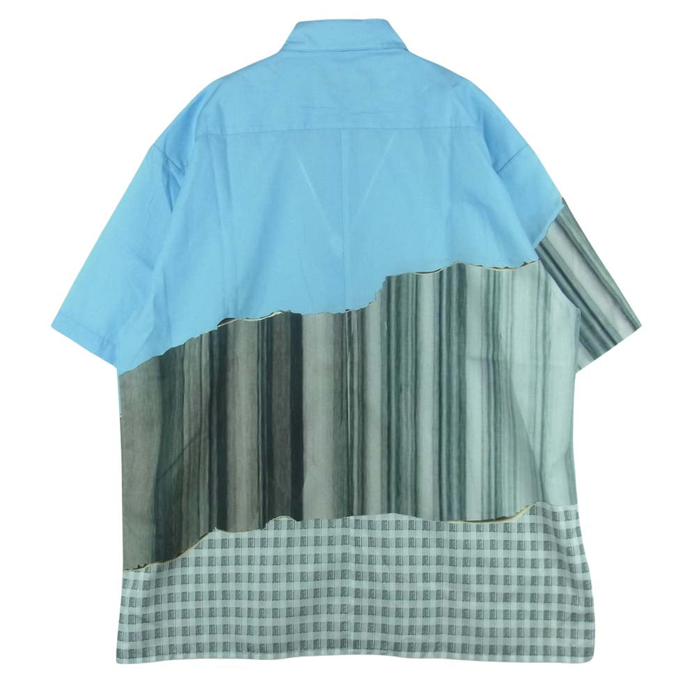ルイガブリエルヌイッチ 20SS OVERSIZED SHORT SLEEVES GRUNGE PRINT オーバーサイズ 半袖 シャツ ライトブルー系 グレー系 M【新古品】【未使用】【中古】