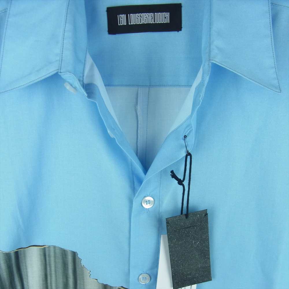 ルイガブリエルヌイッチ 20SS OVERSIZED SHORT SLEEVES GRUNGE PRINT オーバーサイズ 半袖 シャツ ライトブルー系 グレー系 M【新古品】【未使用】【中古】