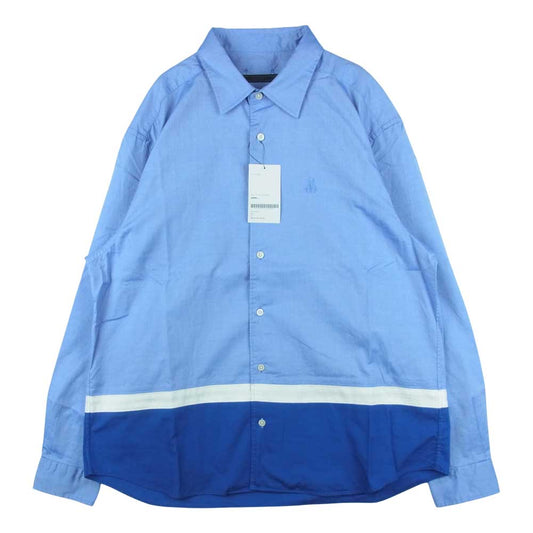 SOPHNET. ソフネット 21SS SOPH-210017 HEM PANELED REGULAR COLLAR SHIRT 切替 長袖 シャツ ライトブルー系 ブルー系 XL【新古品】【未使用】【中古】