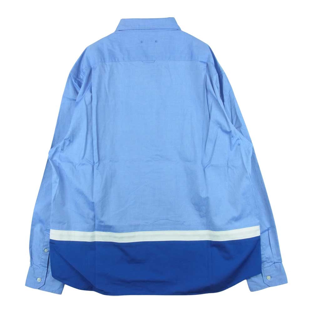 SOPHNET. ソフネット 21SS SOPH-210017 HEM PANELED REGULAR COLLAR SHIRT 切替 長袖 シャツ ライトブルー系 ブルー系 XL【新古品】【未使用】【中古】