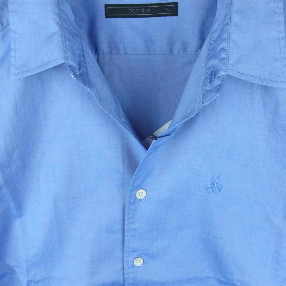SOPHNET. ソフネット 21SS SOPH-210017 HEM PANELED REGULAR COLLAR SHIRT 切替 長袖 シャツ ライトブルー系 ブルー系 XL【新古品】【未使用】【中古】