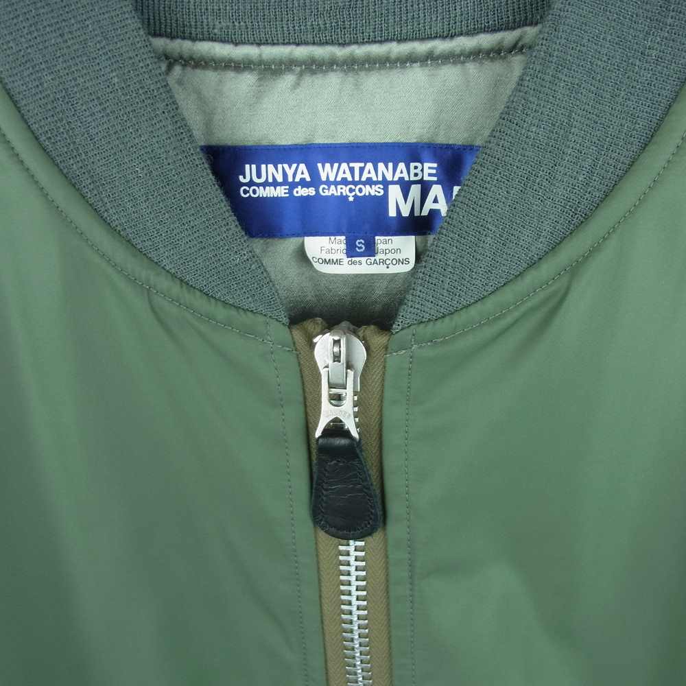 JUNYA WATANABE COMME des GARCONS MAN ジュンヤワタナベコムデギャルソンマン 21AW WH-J029 ナイロンツイル バックプリント MA-1 ミリタリー ジャケット カーキ系 S【美品】【中古】