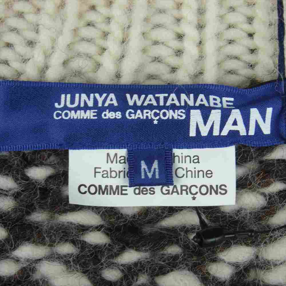 JUNYA WATANABE COMME des GARCONS MAN ジュンヤワタナベコムデギャルソンマン 21AW WH-N018 インターシャニット セーター ダークブラウン系 クリーム系 M【新古品】【未使用】【中古】