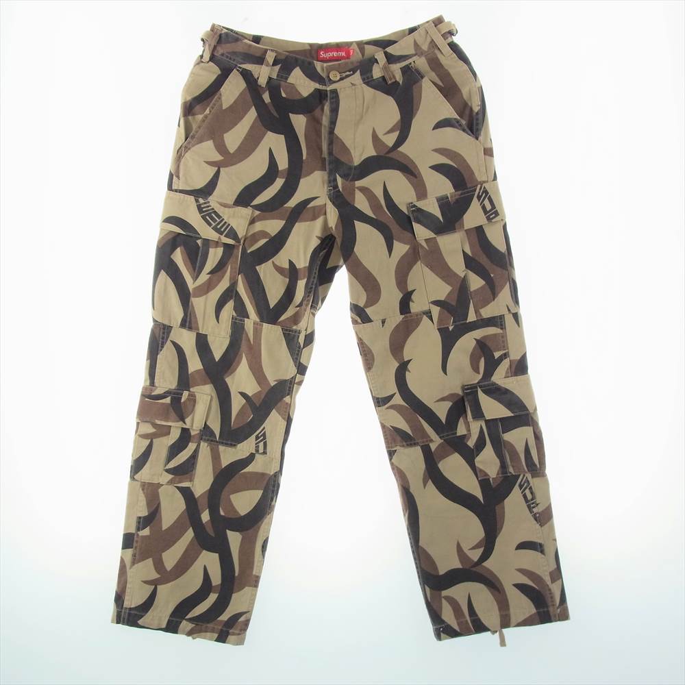 Supreme シュプリーム 19AW Cargo Pant Tan Tribal Camo ロゴ カーゴ パンツ カモ カーキ系 30【中古】