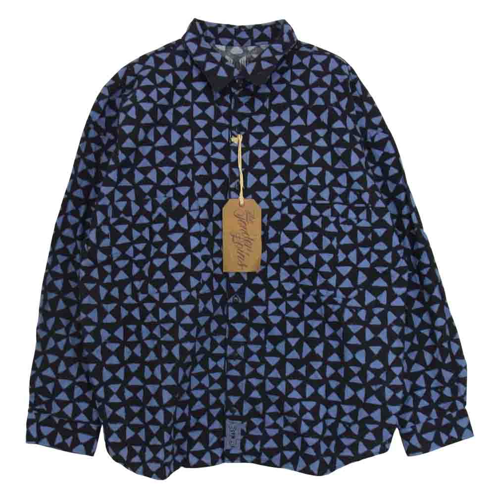 TENDERLOIN テンダーロイン PRINT FLANNEL SHT T トライアングル 総柄 プリント フランネル シャツ ネルシャツ 長袖 ブルー系 S【中古】
