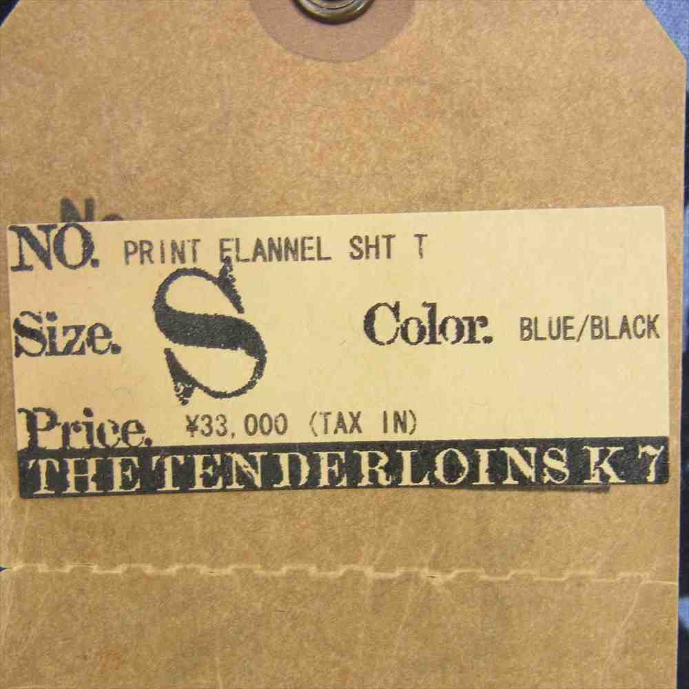 TENDERLOIN テンダーロイン PRINT FLANNEL SHT T トライアングル 総柄 プリント フランネル シャツ ネルシャツ 長袖 ブルー系 S【中古】