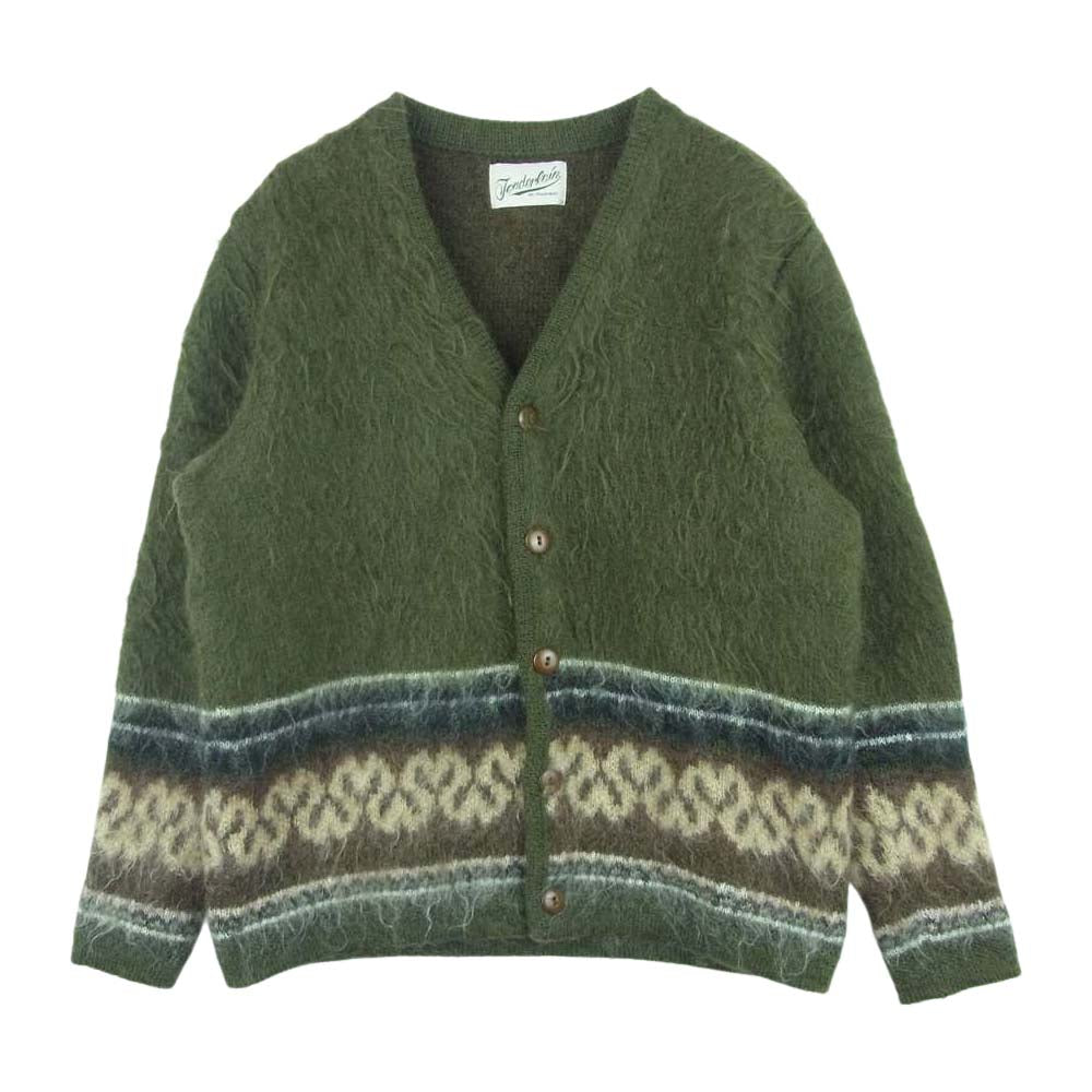 TENDERLOIN テンダーロイン T-MOHAIR CARDIGAN モヘアウール ニット カーディガン 日本製 グリーン系 XS【中古】