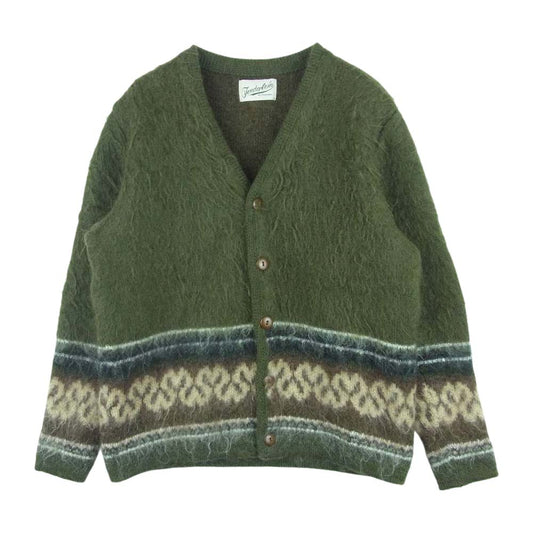 TENDERLOIN テンダーロイン T-MOHAIR CARDIGAN モヘアウール ニット カーディガン 日本製 グリーン系 XS【中古】