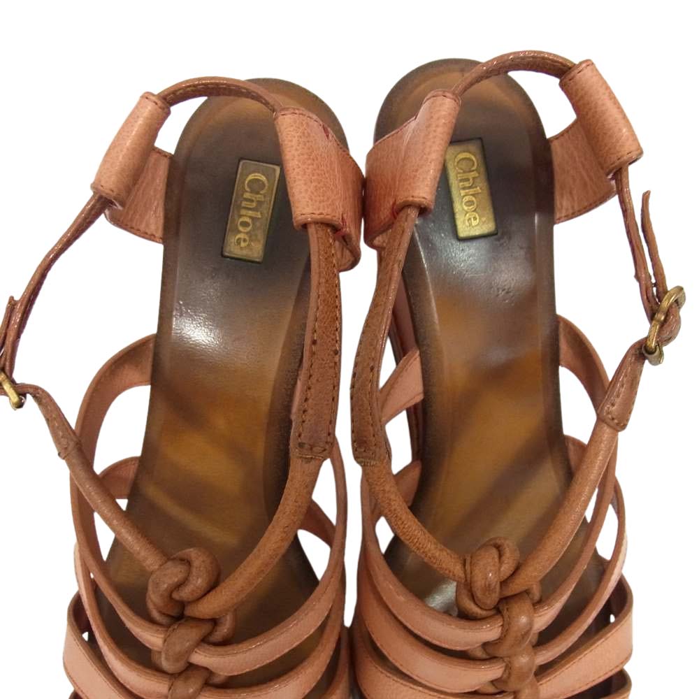 Chloe クロエ レザー サンダル オレンジ系 38【中古】