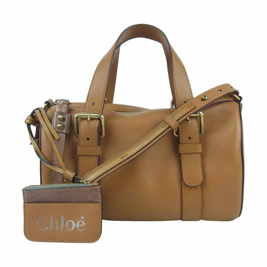 Chloe クロエ 03-12-51-65-5811 SAM サム ミニボストン ハンド バッグ レザー ブラウン系【中古】