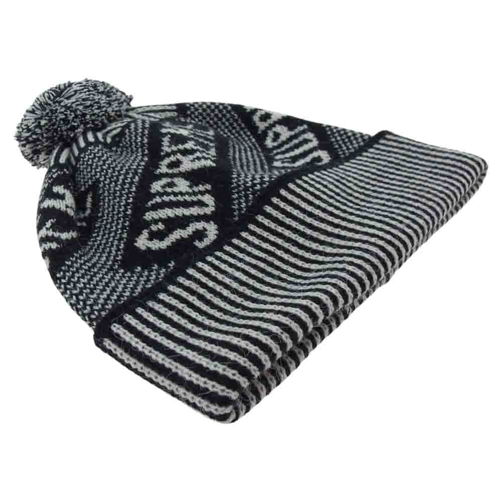 Supreme シュプリーム 21AW Banner Beanie バナー ボンボン ニット帽 ビーニー ブラック系 ホワイト系【美品】【中古】
