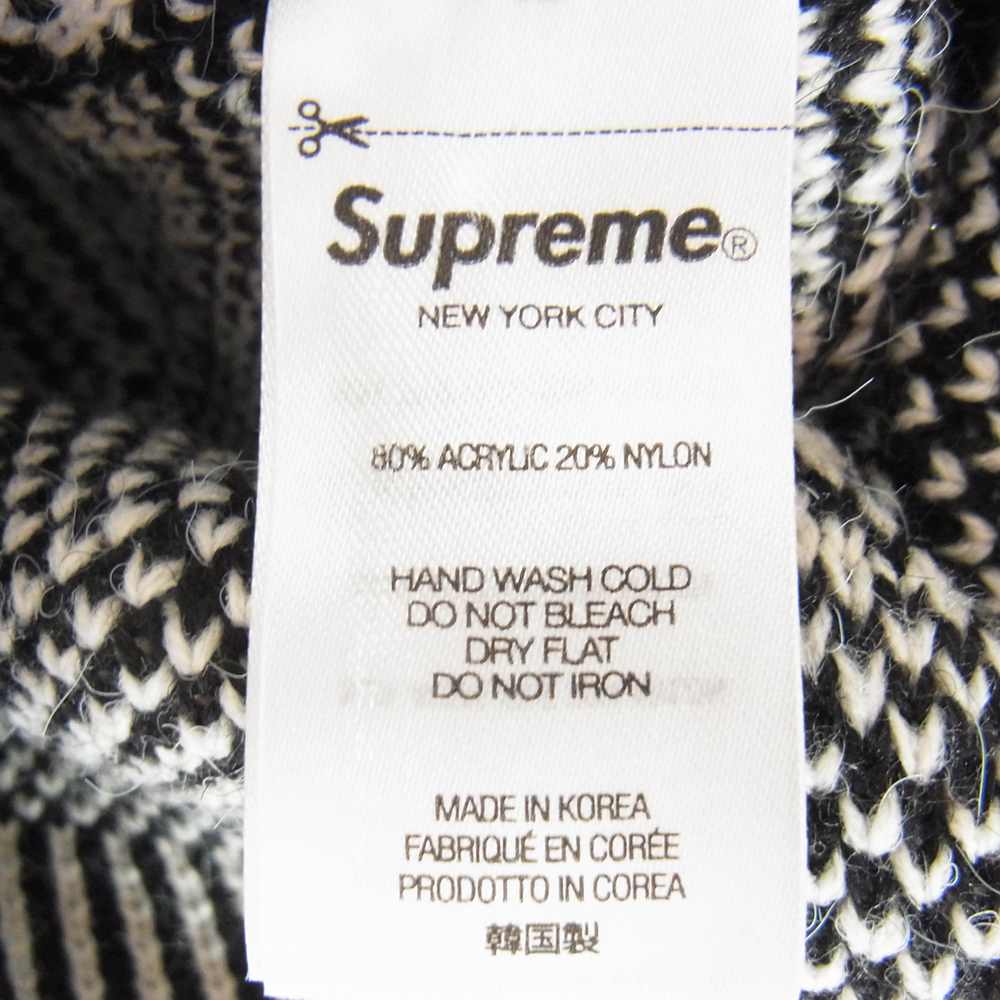Supreme シュプリーム 21AW Banner Beanie バナー ボンボン ニット帽 ビーニー ブラック系 ホワイト系【美品】【中古】