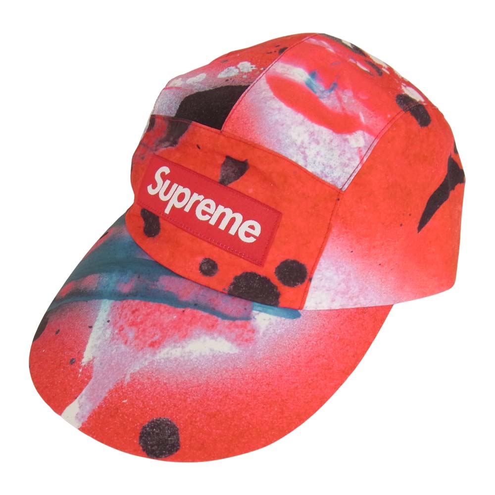 Supreme シュプリーム 20SS GORE-TEX LONG BILL CAMP CAP ゴアテックス 総柄 ペイント プリント ロングビル キャンプ キャップ レッド系【美品】【中古】