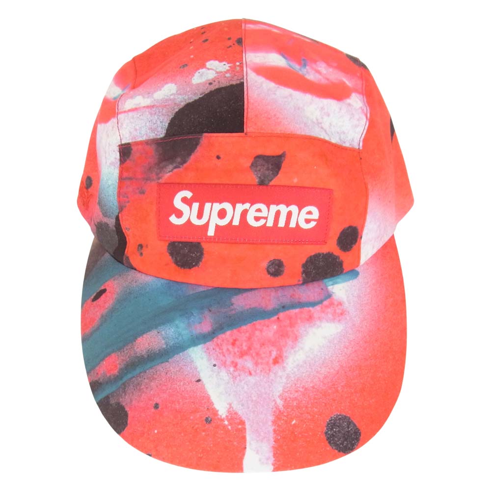 Supreme シュプリーム 20SS GORE-TEX LONG BILL CAMP CAP ゴアテックス 総柄 ペイント プリント ロングビル キャンプ キャップ レッド系【美品】【中古】