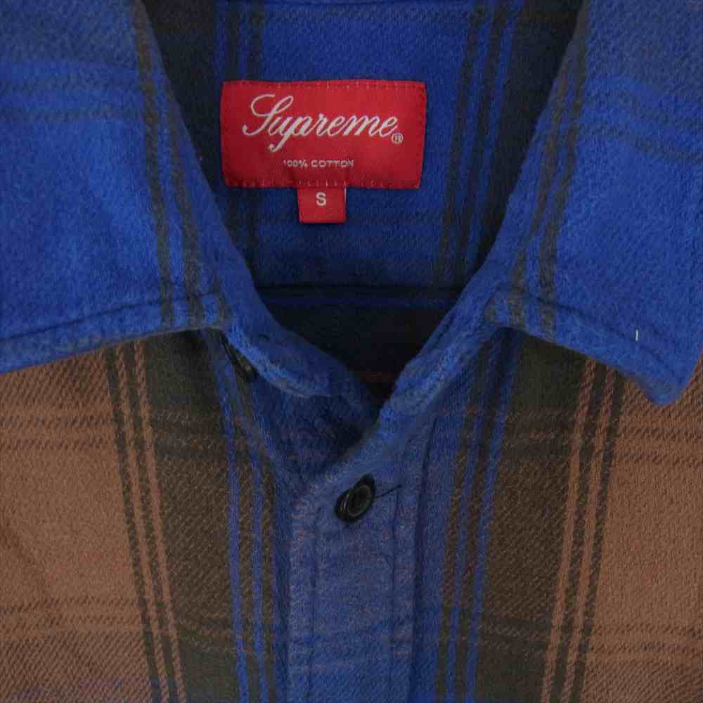 Supreme シュプリーム 19AW Heavyweight Flannel Shirt ヘビーウェイト フランネル チェック シャツ ブルー系 ブラウン系 S【中古】