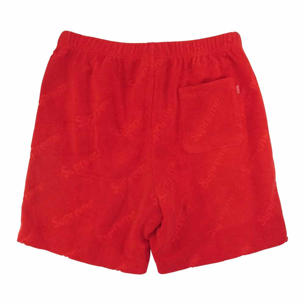 Supreme シュプリーム 19SS Terry Jacquard Logo Short テリー パイル タオル ジャガード ロゴ 総柄 ショーツ ハーフ パンツ レッド系 M【極上美品】【中古】