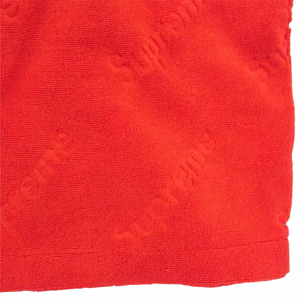 Supreme シュプリーム 19SS Terry Jacquard Logo Short テリー パイル タオル ジャガード ロゴ 総柄 ショーツ ハーフ パンツ レッド系 M【極上美品】【中古】