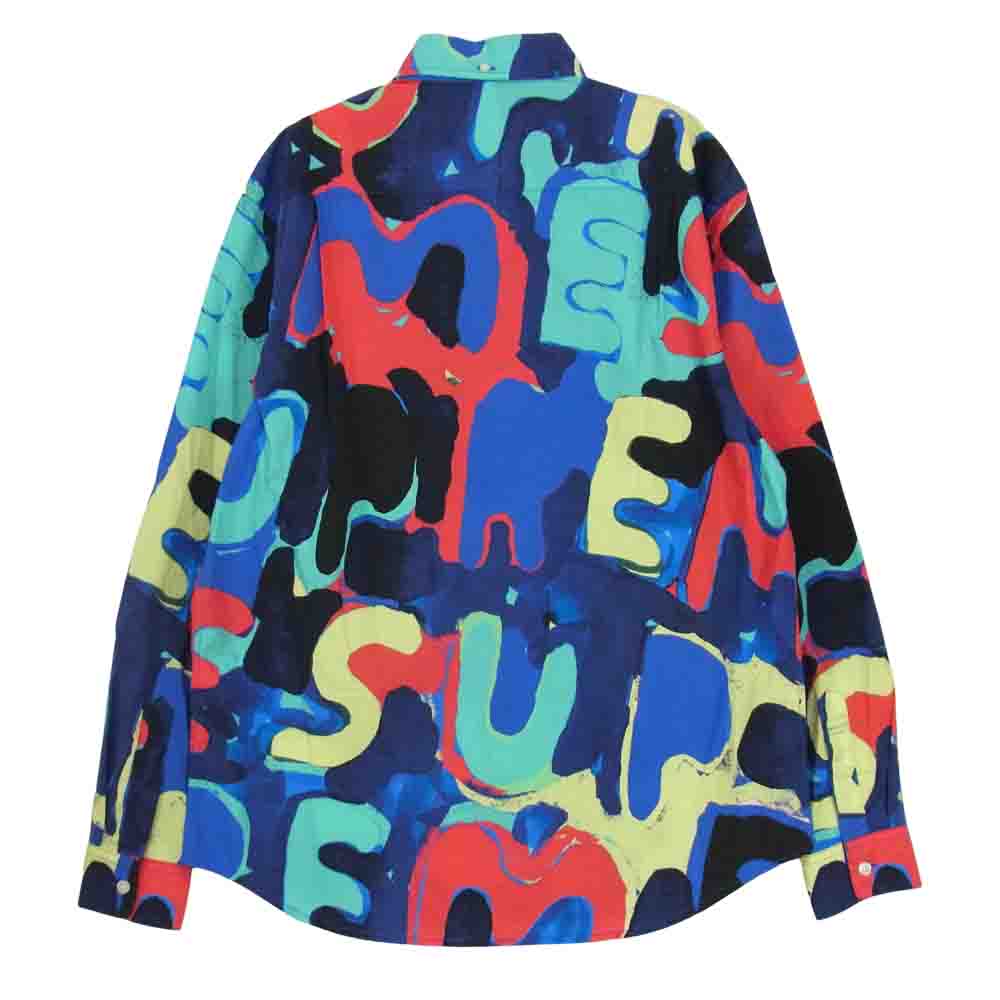 Supreme シュプリーム 20SS Painted Logo Shirt ペイント 総柄 ロゴ 長袖 シャツ マルチカラー系 S【美品】【中古】